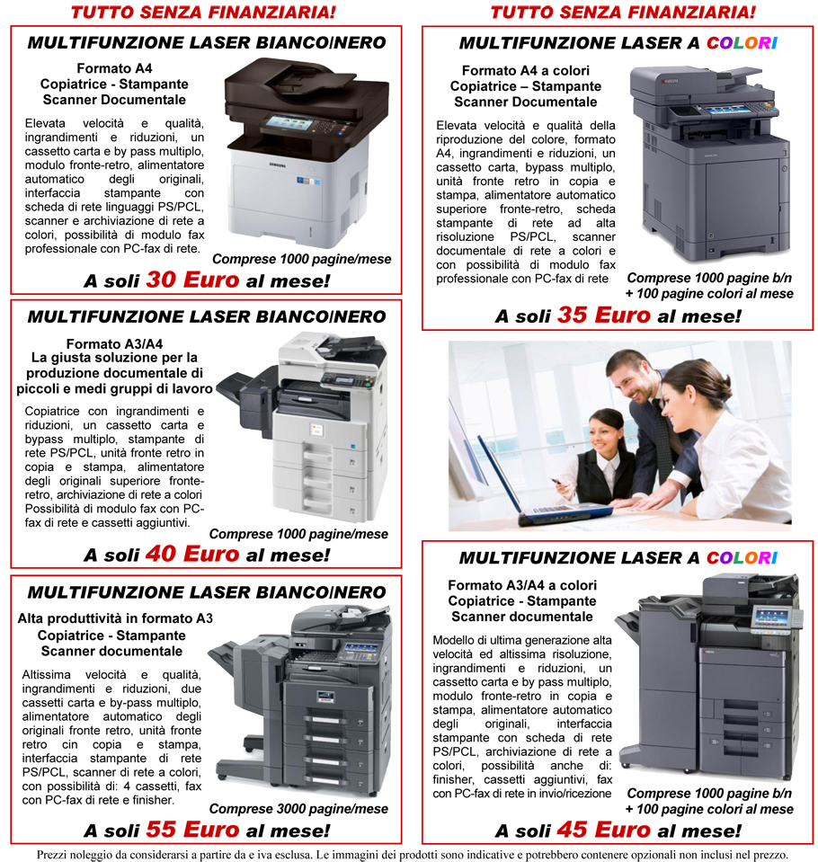 Preventivi offerta online rottamazione prezzi acquisto fotocopiatrici  stampanti multifunzione laser colori professionali